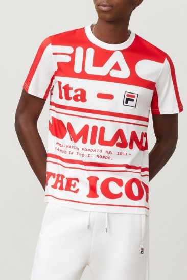 Fila Homme Fila Milano Printed Cotton Tee Fila Rouge Fila France ATS-724509